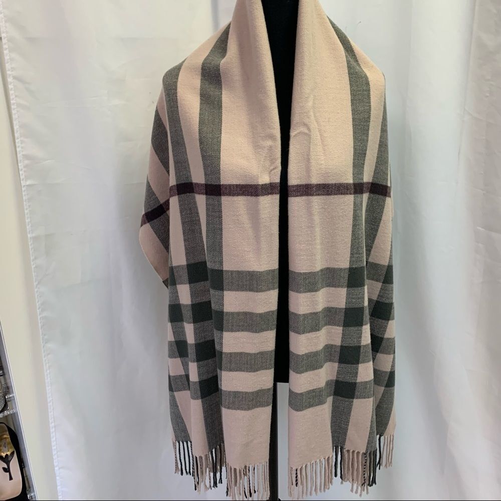 INDIGO pastel dusty rose pink burgundy gray fall winter warm soft blanket scarf - Picture 5 of 9